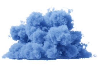 Dense blue smoke cloud explosion forms a powerful and dramatic visual element, showcasing dynamic movement and intense atmospheric pressure.