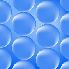 Abstract blue background design with water bubbles, light spheres, and a seamless transparent vector pattern