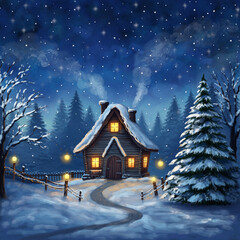 christmas house in the forest