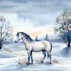 horse in winter