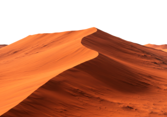 Majestic desert sand dune showcasing a dramatic curving ridge and intricate wind-sculpted patterns across its sun-drenched surface.