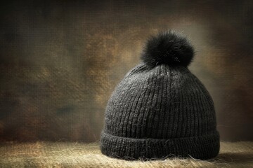 Isolated winter hat with knitted texture on seamless background for professional catalog use