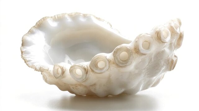 Video A high-angle shot of a shell on a white background, ideal for use in still life or as a symbol