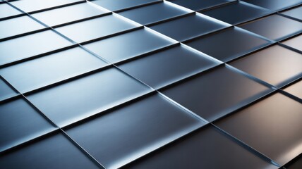 Obraz premium Abstract metallic grid pattern with cool blue and warm bronze reflections squares