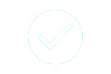 Check mark icon inside a circle symbolizing approval and agreement, green thin outline with transparent background