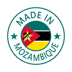Mozambique Made in Stamp in circle with flag Vector template on white background