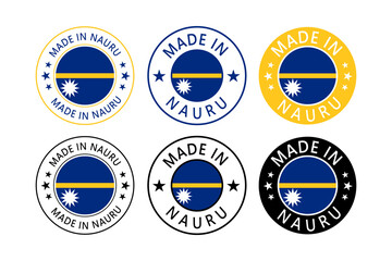 Fototapeta premium Nauru Made in Stamp in circle with flag Vector template on white background