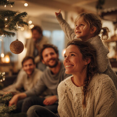 happy family celebrating christmas 