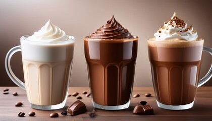 delicious chocolate coffee creamy milk and refreshing iced hot chocolate are delightful sweet treats