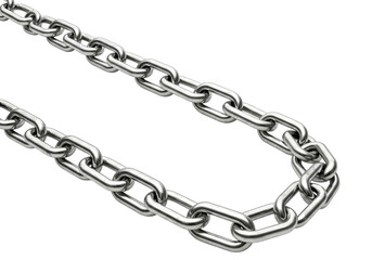 Robust metal chain with shiny, interlocking links stretches across the frame, representing concepts of strength, unity, and unbreakable bonds.