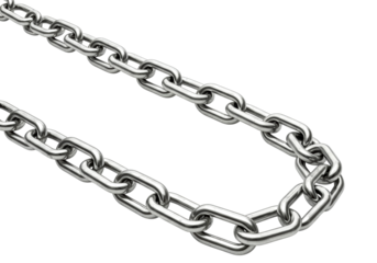 Robust metal chain with shiny, interlocking links stretches across the frame, representing concepts of strength, unity, and unbreakable bonds.