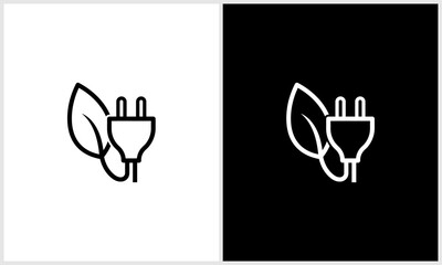 Green Energy Power Plug Leaf Icon - Renewable Sustainable Electricity Symbol logotypelogoicon.