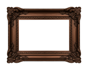 Ornate antique picture frame with intricate decorative carvings and a rich, dark bronze finish, perfect for displaying cherished memories or artwork.