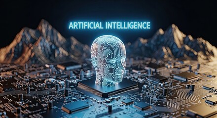 Digital Mind: a futuristic image of an AI head with circuit board