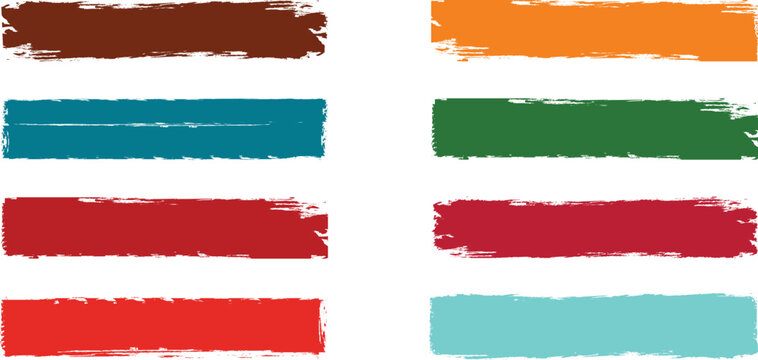  Colorful paint strokes. Set of colorful brush strokes, lines, Brush stain. Rectangle brush collection. Grungy brushes collection. permanent marker pen stroke set Vector black paint brush