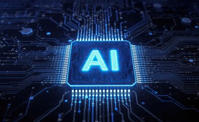 AI Core: An Illuminated view into the future of Artificial Intelligence, showing a core module glowing within the heart of a computer's central processing unit.