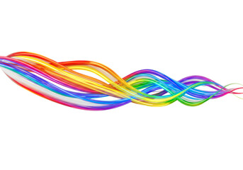 Vibrant glowing abstract ribbons undulate gracefully across the frame, forming a fluid, dynamic, and visually captivating spectrum of colors.