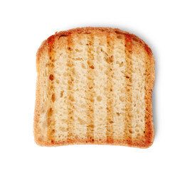 Toast bread slice with grill marks isolated on white