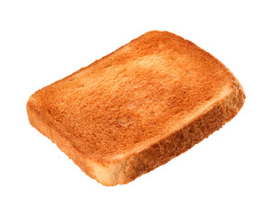 Browned toast bread slice isolated on white