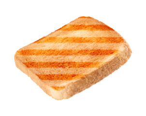 Toast bread slice with grill marks isolated on white