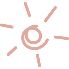 Line art illustration of a doodle shining sun