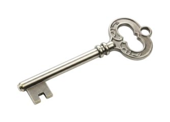 Antique ornate skeleton key with intricate details lies horizontally, symbolizing solutions, opportunities, and unlocking hidden potential or secrets.