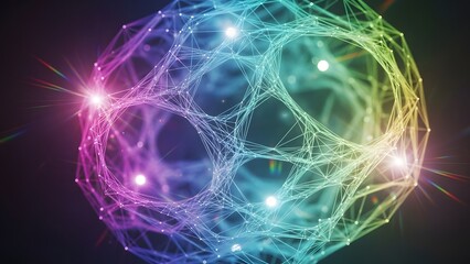 Abstract colorful network structure representing data connectivity and technological concepts