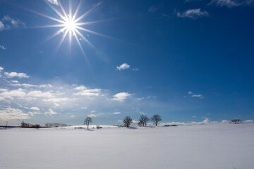 Hills illuminated by winter light