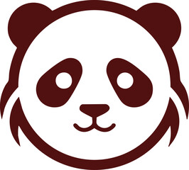 Fototapeta premium Friendly giant panda head silhouette, cute bear mascot logo graphic vector, isolated animal design