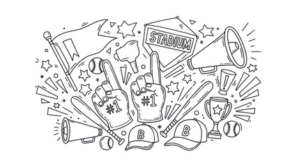 Baseball fan cheering accessories illustration graphic design isolated