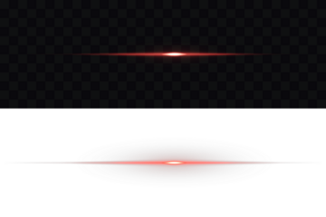 Floodlight directional. Light flare lens effect horizontal, red light beam, glow line rays isolated on dark bg. Lighting effect. Modern overlays and futuristic graphic design accents. Red light beam.
