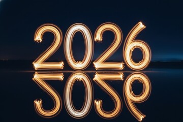 2026 Light Painting Numbers with Reflection