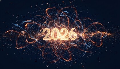 2026 Glowing Numbers with Abstract Light Trails