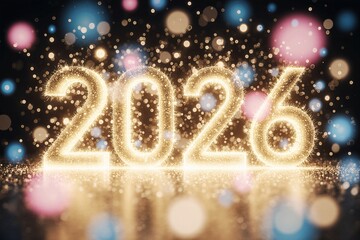 Glittering 2026 with Bokeh Lights