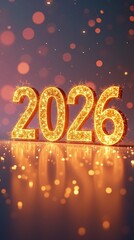 Sparkling Gold 2026 with Warm Bokeh