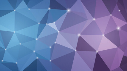 Fototapeta premium Blue and Purple Geometric Polygonal Background with Glowing Dots for Tech and Design Projects