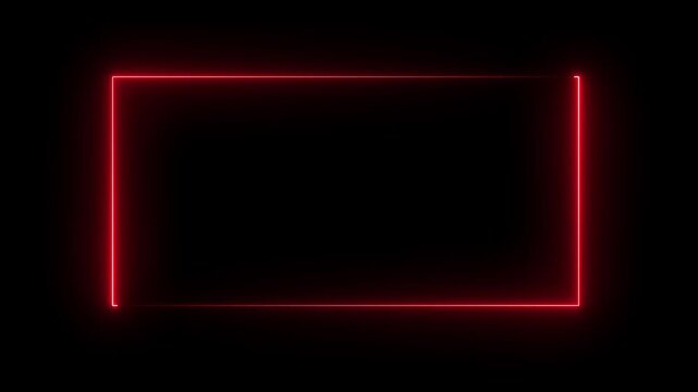 Square rectangle picture frame with two tone neon color motion graphic on isolated 