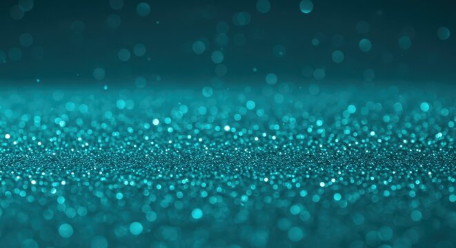 Sparkling turquoise abstract background with shimmering glitter and defocused bokeh lights, perfect for design needs ,modern, overlay, turquoise