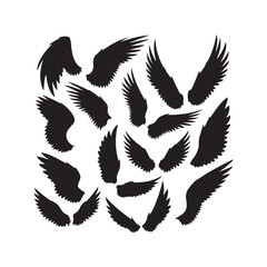 Wing Silhouettes Collection,Wings Silhouettes,Vector Wing Silhouettes,Feathered Wing Silhouettes,wing vector