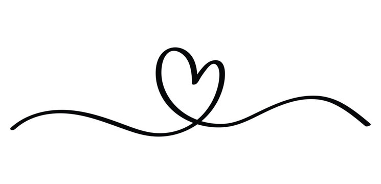 Black and white heart line clipart, hand drawn doodle heart, love and valentines icon 