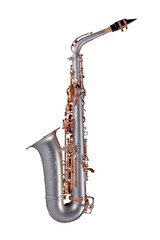 Naklejka premium alto saxophone on white