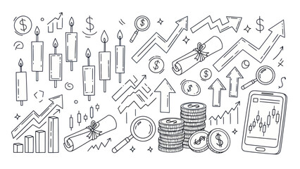 Financial investment analysis vector illustrations of trading and growth