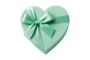 Elegant Mint Present Box Bow Wrapped Isolated on a Transparent Background