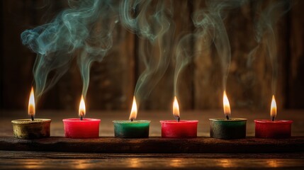 Tranquil candle atmosphere with aromatic smoke for relaxation and meditation