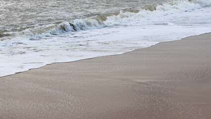 sandy beach shoreline calm ocean waves natural background, summer concept background