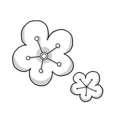 シンプルな梅の花の線画イラスト