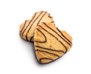 Heart shaped cookie isolated on white background.