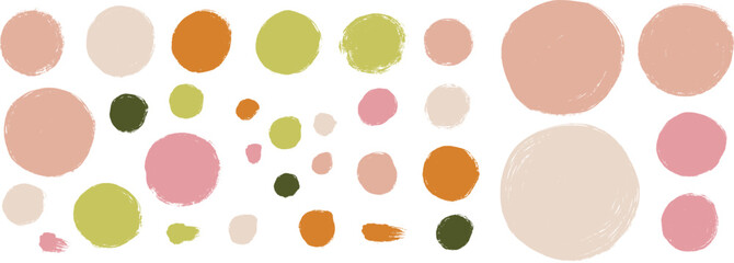 Set of hand drawn organic textured round shapes