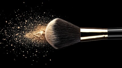 Makeup brush and scattered powder
