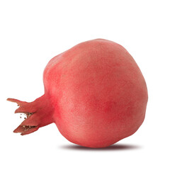 Red pomegranate isolated on a clean white background showcasing its vibrant color and smooth texture